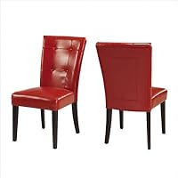 Modus Furniture 2Y9766 Bossa Dining Height Parsons Chair, Red Leatherette, Set of 2 Chairs