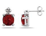 1.20CTW Garnet & Diamond Earrings in White Gold