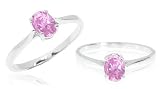 Oval Cut Pink Cz Solitaire Ring Sterling Silver Sz 7