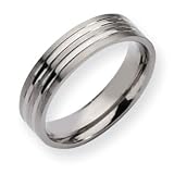 Titanium Grooved 8mm Brushed and Polished Band Ring - Size 8