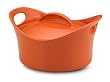 Rachael Ray Stoneware 2-3/4-Quart Covered Bubble & Brown Casserole Casserround, Orange