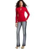 Baby Phat Plus Size Keyhole Polo Sweater & Five-Pocket Hipster Jeans with Embroidery