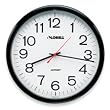 Lorell Products - Wall Clock, 13-1/4", Arabic Numerals, White Dial/Black Frame - Sold as 1 EA - Round wall clock is automatically set by the atomic clock and automatically adjusts to Daylight Savings Time. The atomic clock is accurate to one second per million years. Face features easy-to-read black Arabic numbers on a white face, black hour hand, black minute hand and red second hand. Wall clock runs on one AA battery (sold separately).
