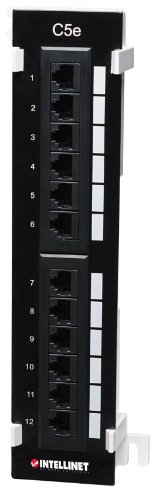 INTELLINET 12-Port Cat5e Wall-mount Patch Panel Compatible with 110 and Krone Punch Down Tools (162470)