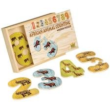 African Animal Wooden Counting Puzzle
