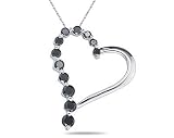 1.00 Carat Black Diamond Journey Heart Pendant in White Gold