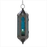 Ocean Blue Glass Azul Candle Lantern