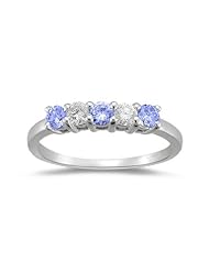 1/5 (0.18-0.25) Cts VS Diamond & 0.33 Cts Tanzanite Ring in 18K White Gold