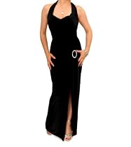 Blue Banana Black Cowl Neck Long Evening Dress