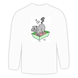 Long Sleeve T-shirt with gray, box, cat, litter, house