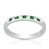 Imagine Designs Emerald and Diamond Stackable Band 1/10ctw