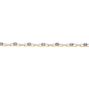 14K Gold 2.26cttw Diamond and Tanzanite Bracelet 7 by