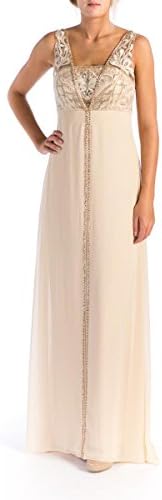 Sue Wong Womens Embellished Prom Evening Dress Beige 4