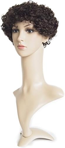 Angel Wave(TM) 6 Inch Women Short Wigs Kinky Curly Hair 100% Real Brazilian Remy Human Virgin Hair Wig with Baby Hair (#2)
