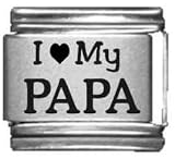 Clearly Charming I Heart my Papa Laser Etched Italian Charm