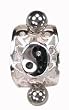 Crystal Yin Yang Curved Barbell Body Jewelry Piercing
