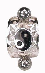 Crystal Yin Yang Curved Barbell Body Jewelry Piercing