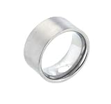 Mens 316L Stainless Steel Brushed 10mm Wide Band Wedding Ring (Size 6,7,8,9,10,11,12)