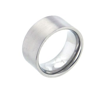 Mens 316L Stainless Steel Brushed 10mm Wide Band Wedding Ring (Size 6,7,8,9,10,11,12)