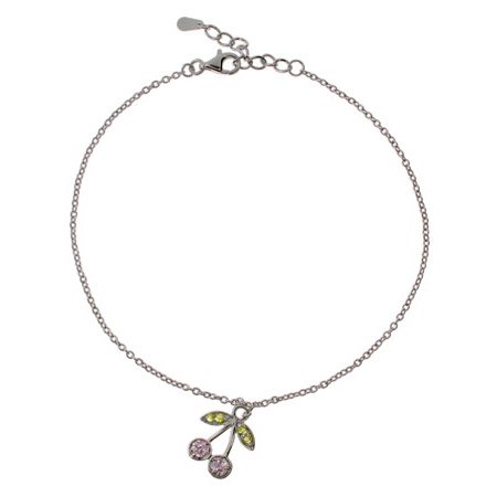 Childrens Toyshop  Jewelry : Eve's Addiction Sparkling CZ Cherry Charm Anklet