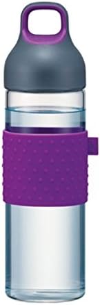 LockandLock CASA ZEN Two-Tone Ring & Soft Silicone Handle Glass Water Bottle 16.90oz (Violet)