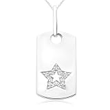 10k White or Yellow Gold Star Dog Tag Diamond Pendant (1/20 cttw, I-J Color, I3 Clarity)