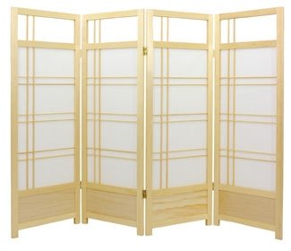 Fireplace Decor - Short 4ft. Low Kumo Folding Japanese Shoji Screen Room Divider (Natural)