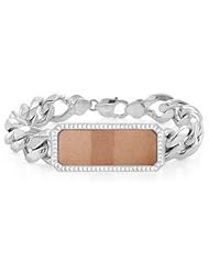 Stainless Steel Cuban Link ID Bracelet with Immerse Plating 08.80 Inch Chocolae Immerse lating B894