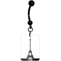 Black White Eiffel Tower Belly Ring