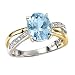 9ct White and Yellow Gold, Diamond and Blue Topaz Ring