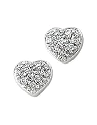 Ann Harrington Jewelry 14k White Gold 1/10 Ct Tw Diamond Pave Heart Earrings