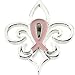 Breast Cancer Awareness 14k White-gold Pink Pourri-Fleurde-lis label Pin