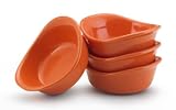 Rachael Ray Lil' Saucy Set of 4 Stoneware Dipping Cups, Orange