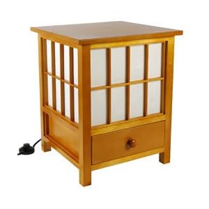 Asian Zen Indirect Lighting - 19 Hokkaido End Table Nightstand Japanese Lantern w Drawer...