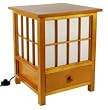 Asian Zen Indirect Lighting - 19" Hokkaido End Table Nightstand Japanese Lantern w/ Drawer - HONEY