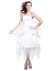 A-line Tea Length Organza/Satin Wedding Dress 