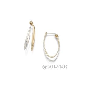 Ed Levin Sterling & Gold Twin Hoops Earrings