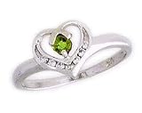 Peridot and Diamond White Gold Heart Ring