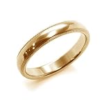18K Yellow Gold Milgrain Edge Womens Wedding Band,3mm