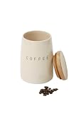 T&G Scimitar Cream Ceramic Coffee Jar with Natural Hevea Wood Lid.d118xh150mm
