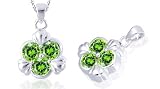 Round Cut Peridot Three Stone Pendant Sterling Silver