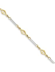 14k Two-tone Polished Fancy Link Bracelet Length 7"