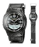 31EYYAzliXL. SL160  Casio 30 Page Database Velcro Watch, AW80V 1BV, Analog / Digital Combo, 50 Meter, LED Light, World Clock, Stopwatch, 3 alarms, 10 year battery