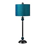 IMAGE OF Sterling Industries 111-1113 Metal Buffet Lamp with Turquoise Pleated Satin Shade