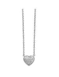 16" Rhodium Plated Pave CZ Heart Necklace