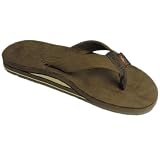 Mens Rainbow Sandals Mens Premier Leather Double Stack Dark Brown Large (9.5-10.5)