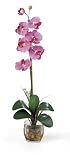 Silk Orchid Artificial Flower Arrangement - Single Phalaenopsis Liquid Illusion-Dark Pink