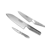 Global G-48338 - 3 Piece Knife Set with Santoku - Hollow Ground, Utility and Paring Knife