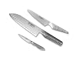 Global G48338 3-Piece Hollow Ground Santoku Knife Set
