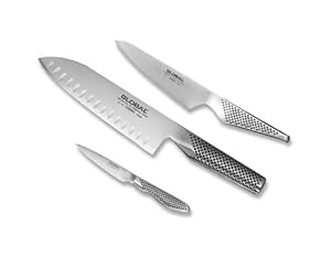Global G-48338 - 3 Piece Knife Set with Santoku - Hollow Ground, Utility and Paring Knife